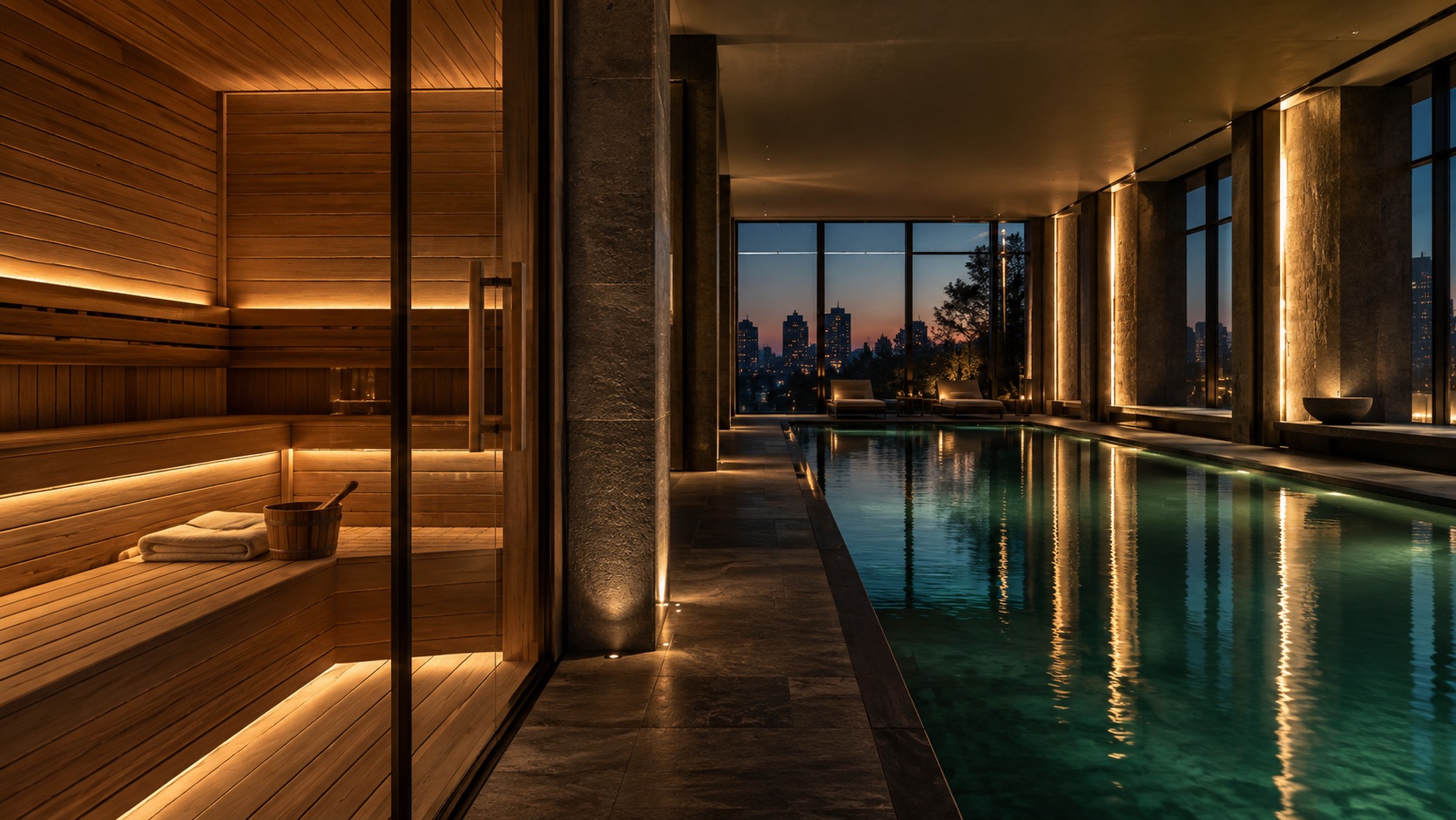 Premium sauna and pool at X Fitness Center